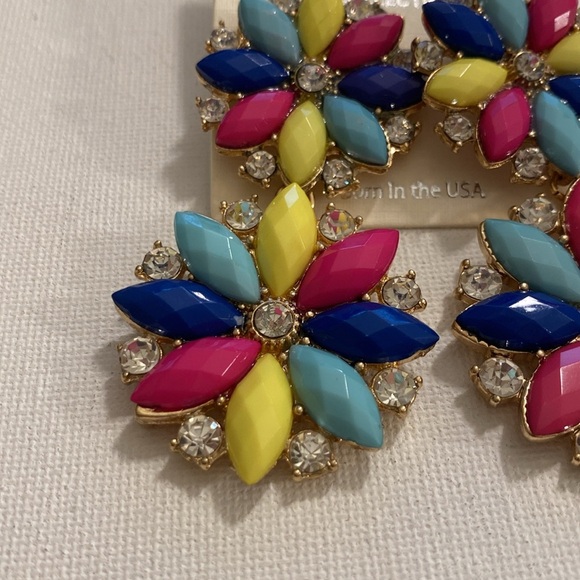 MIA Colorful Floral Earrings with Crystal Accents - Picture 4 of 5